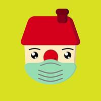 illustration simple de la maison utilisant un masque pour la santé vecteur