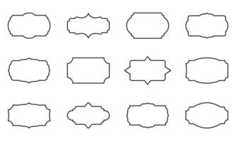 anciennes frontières victoriennes, badge rétro et icône de ligne vintage décorative. collection de cadres de contour rétro d'étiquettes ornementales. ensemble d'autocollants élégants de modèle. illustration vectorielle. vecteur