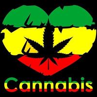 aime le cannabis. illustration de reggae. feuille de vecteur vert de cannabis ou de marijuana