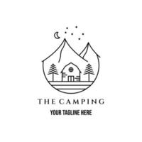 lune camping dessin au trait logo minimaliste illustration design icône créative vecteur