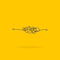 icône de ligne de gribouillis sur fond jaune. façon désordonnée chaotique avec ombre. chemin compliqué. vecteur