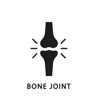 icône de silhouette d'articulation d'os de genou humain. pictogramme noir de squelette de jambe d'anatomie. arthrite, ostéoporose maladie de l'icône de l'articulation osseuse. santé orthopédique. illustration vectorielle isolée. vecteur