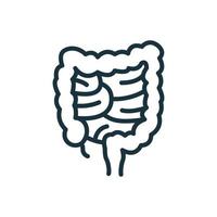 icône de la ligne du côlon. pictogramme linéaire du gros intestin. icône de contour d'organe humain digestif interne. notion d'intestin. illustration vectorielle isolée. vecteur