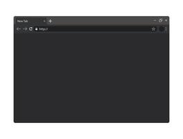 page de navigateur vide gris foncé avec barre d'outils, adresse et barre de recherche. maquette vierge à plat pour la page du site Web. vecteur
