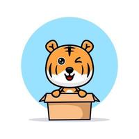 illustration de mascotte de dessin animé mignon tigre. conception d'une mascotte animale pour un livre de contes, une animation ou un produit imprimé vecteur