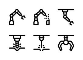 ensemble simple d'icônes de lignes vectorielles liées à l'usine. contient des icônes comme bras robotique, forage, soudage et plus encore. vecteur