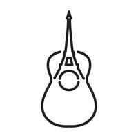 tour eiffel avec guitare lignes logo symbole vecteur icône illustration graphisme