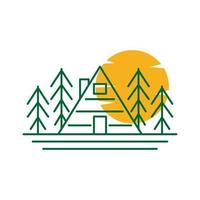 lignes maison forêt pin vert logo symbole vecteur icône illustration graphisme