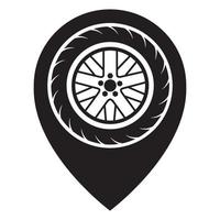 Jante de pneu de roue avec broche carte emplacement logo design vecteur icône symbole illustration graphique