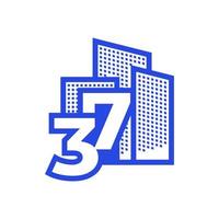 numéro 37 avec bâtiment logo design graphique vectoriel symbole icône illustration idée créative