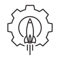 Lignes gear avec fusée logo symbole vecteur icône illustration graphisme