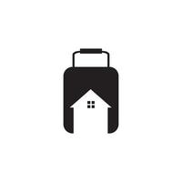 valise avec création de logo en forme de maison, illustration d'icône de symbole graphique vectoriel idée créative