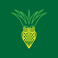 ananas coloré avec création de logo de hibou, idée créative d'illustration d'icône de symbole graphique vectoriel