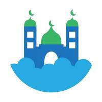 Nuage abstrait avec logo mosquée symbole vecteur icône illustration graphisme