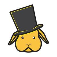 tête de lapin avec chapeau magique logo coloré vecteur icône symbole illustration graphique