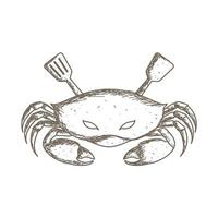 spatule aux crabes logo vintage symbole vecteur icône illustration graphisme