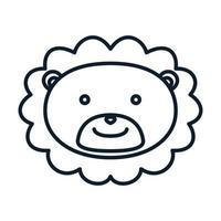 bébé lion ligne tête visage sourire mignon logo illustration vectorielle vecteur