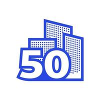 numéro 50 avec bâtiment logo design graphique vectoriel symbole icône illustration idée créative