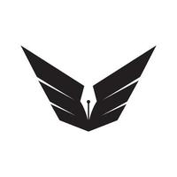 stylo de luxe avec création de logo d'ailes, illustration d'icône de symbole graphique vectoriel idée créative