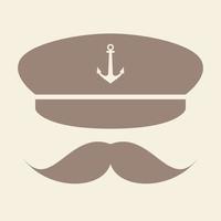 vieil homme moustache skipper capitaine logo design vecteur icône symbole graphique illustration