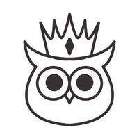 mignon hibou couronne lignes logo symbole vecteur icône illustration graphisme