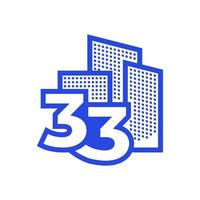 numéro 33 avec bâtiment logo design graphique vectoriel symbole icône illustration idée créative