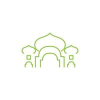 conception de logo de dôme de grande mosquée verte ligne, illustration d'icône de symbole graphique vectoriel idée créative