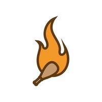 cuisses de poulet avec création de logo de flamme de feu, illustration d'icône de symbole graphique vectoriel idée créative