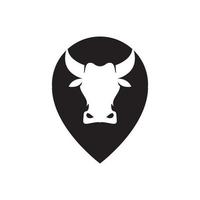 emplacement de la carte des broches avec création de logo de tête de vache, illustration d'icône de symbole graphique vectoriel idée créative