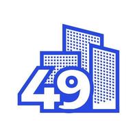 numéro 49 avec bâtiment logo design graphique vectoriel symbole icône illustration idée créative