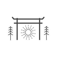 hipster japon torii avec soleil logo design vecteur symbole graphique icône illustration idée créative