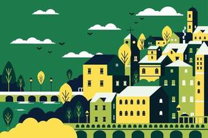 illustration de design plat paysage campagne vecteur