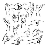 ensemble d'illustration vectorielle de geste mains vecteur