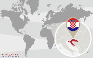 carte du monde avec la croatie agrandie vecteur