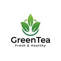 création de logo de feuilles de thé vert vecteur