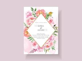 belle carte d'invitation de mariage floral vecteur