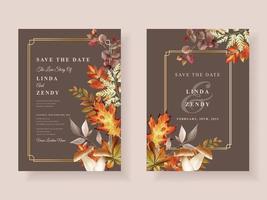 carte d'invitation de mariage sur le thème de la saison d'automne vecteur