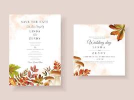 carte d'invitation de mariage sur le thème de la saison d'automne