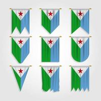 drapeau djibouti sous différentes formes vecteur