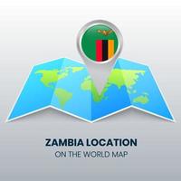 icône de localisation de la zambie sur la carte du monde vecteur