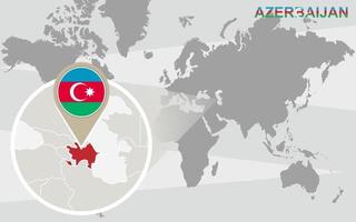 carte du monde avec l'Azerbaïdjan agrandie vecteur