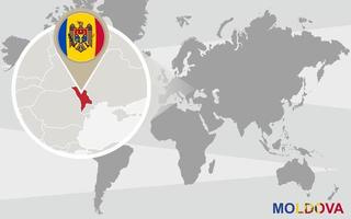 carte du monde avec la moldavie agrandie vecteur