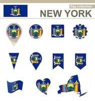 collection de drapeaux de new york vecteur