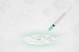 concept de vaccination au timor oriental, injection de vaccin sur la carte du timor oriental. vaccin et vaccination contre le coronavirus, covid-19. vecteur