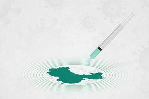 concept de vaccination en chine, injection de vaccin sur la carte de la chine. vaccin et vaccination contre le coronavirus, covid-19. vecteur