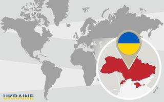 carte du monde avec l'ukraine agrandie vecteur