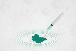 concept de vaccination en iran, injection de vaccin sur la carte de l'iran. vaccin et vaccination contre le coronavirus, covid-19. vecteur