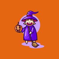 personnage de sorcière halloween pour votre entreprise ou votre marchandise vecteur