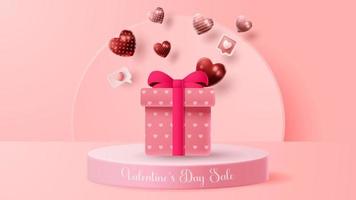 présentation du produit du podium 3d de la saint-valentin pour la bannière, la publicité et les affaires. illustration vectorielle vecteur