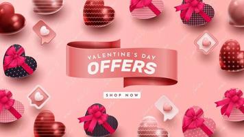 présentation du produit du podium 3d de la saint-valentin pour la bannière, la publicité et les affaires. illustration vectorielle vecteur